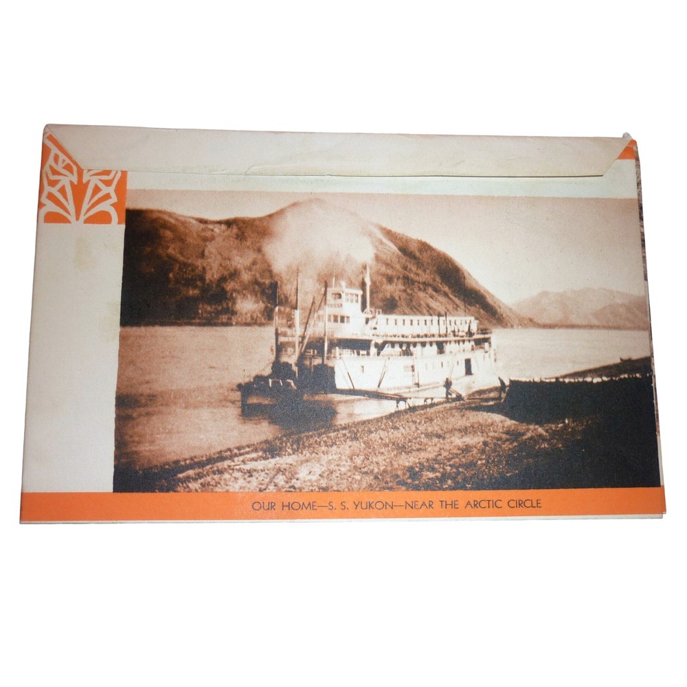 Vintage SS Yukon Steamboat Postcard Arctic Circle Alaska Fold-Out Souvenir Sepia